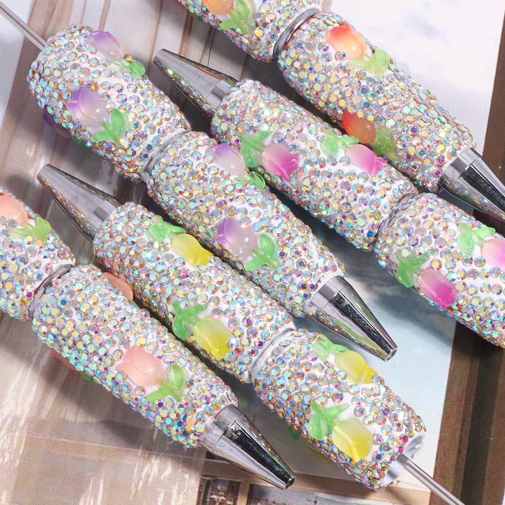 Wholesale wholesale beadable pens  flower diamond pen full diamond bead pen DIY